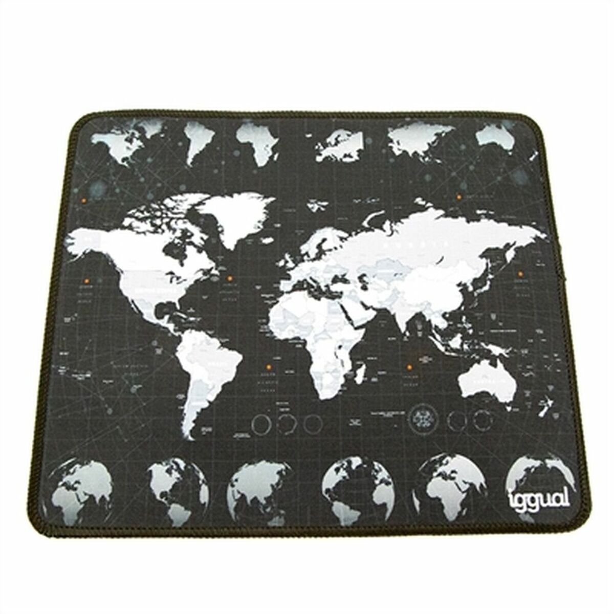 🗺️ DESKORO [Tapis de souris iggual IGG317310 – Carte du monde Noir/Blanc