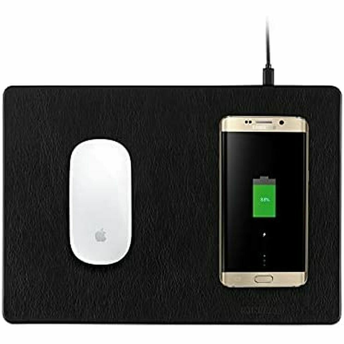 🖱️⚡ DESKORO | Tapis de Souris avec Chargeur Sans Fil Qi MiniBatt MB-PAD Noir – Élégance &amp; Technologie Réunies
